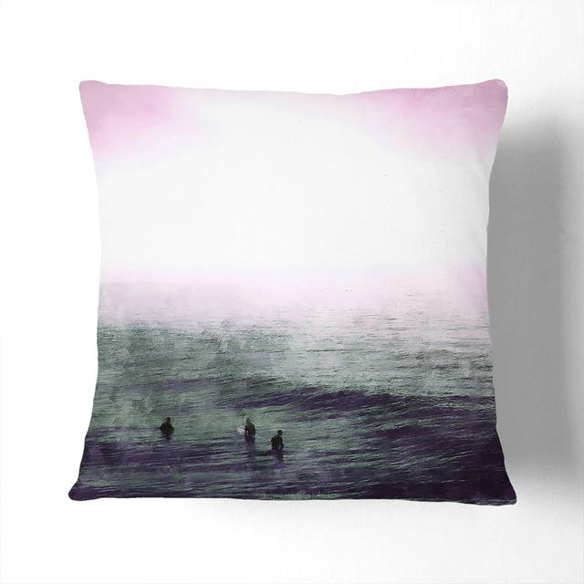 Surfers in the Water Painting Cushion with Filling East Urban Home Size: 40cm H x 40cm W x 15cm D, Backing Colour: Black on Productcaster.