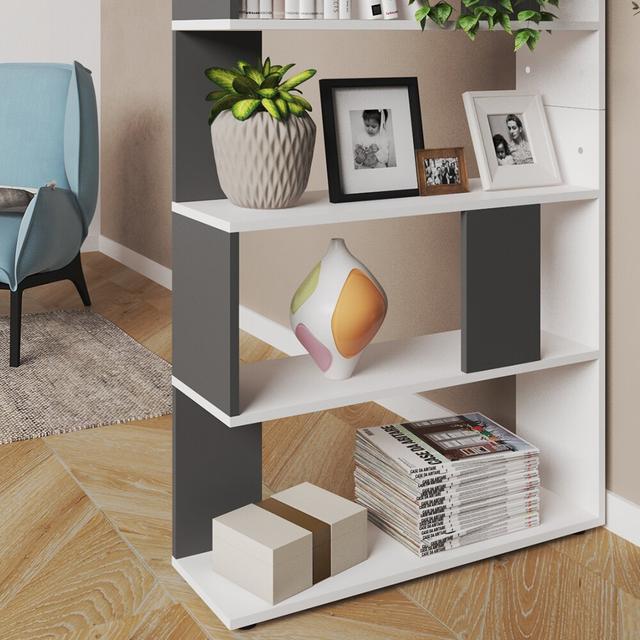 Vigue Bookcase 17 Stories Size: 162.6cm H x 80cm W x 23.6cm D, Colour: Anthracite on Productcaster.