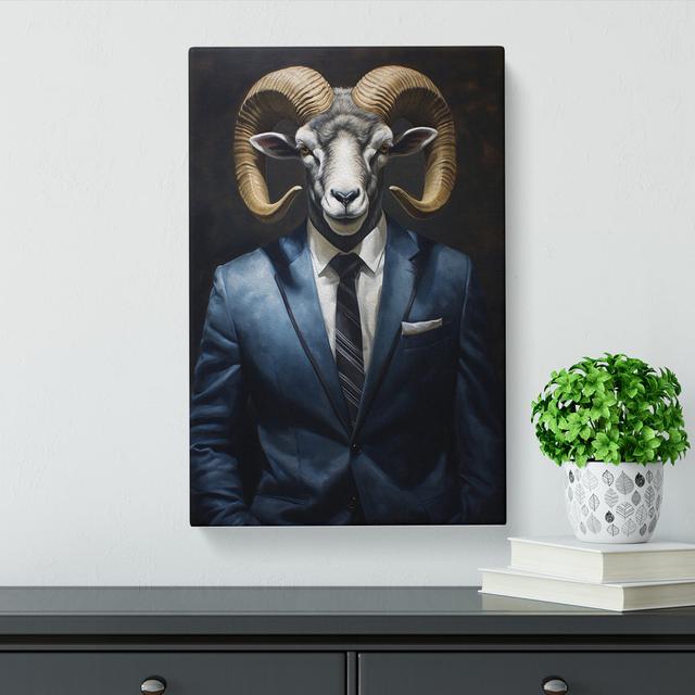 Ram Sheep in a Suit Painting Happy Larry Size: 76cm H x 50cm W x 3cm D on Productcaster.