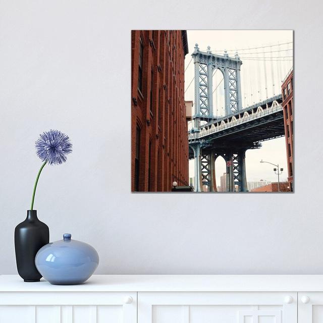 Manhattan Bridge by Caroline Mint - Photograph Print on Canvas Ebern Designs Size: 45.72cm H x 45.72cm W x 3.81cm D, Format: Wrapped Canvas on Productcaster.