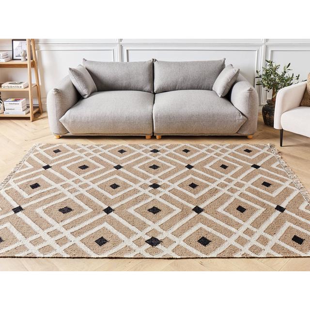 Celestiel Geometric Hand Woven Beige Area Rug Gracie Oaks Rug Size: Rectangle 160 x 230cm on Productcaster.