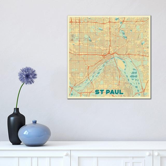 St. Paul Retro Urban Blueprint Map by Hubert Roguski - Wrapped Canvas Graphic Art Borough Wharf Size: 45.72cm H x 45.72cm W x 3.81cm D on Productcaster.