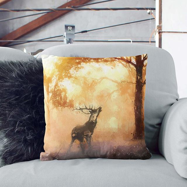 Deer Stag in an Autumn Forest in Abstract Cushion with Filling East Urban Home Backing Colour: Black, Size: 40cm H x 40cm W x 15cm D on Productcaster.