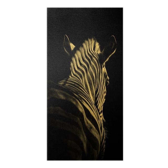 Dark Zebra Silhouette - Wrapped Canvas Graphic Art Ebern Designs Size: 100cm H x 50cm W, Colour: Yellow, Format: 260g/m² canvas on Productcaster.