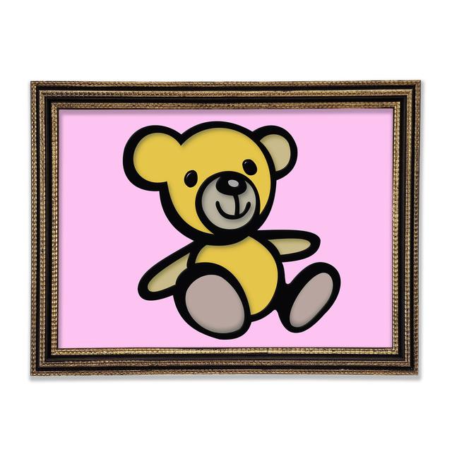 Gerahmtes Leinwandbild Teddy Bear Cartoon in Rosa Harriet Bee Format: Poster mit schwarzem Rahmen, Größe: 84,1 cm H x 118,9 cm B x 3 cm T on Productcaster.