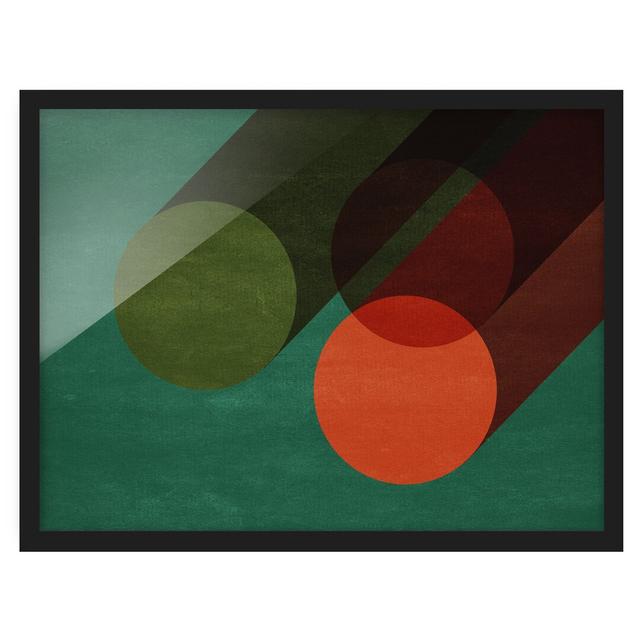 Gerahmtes Poster Abstract Shapes - Circles in Green and Red Ebern Designs Format: Schwarz, Maße: 30 cm H x 40 cm B x 2 cm T, Matte Farbe: Keine Matte on Productcaster.