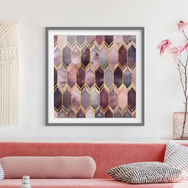 Stained Glass Geometric Rosé Gold - Picture Frame Graphic Art Fairmont Park Size: 70cm H x 70cm W x 2cm D, Matte Colour: White, Format: Grey on Productcaster.