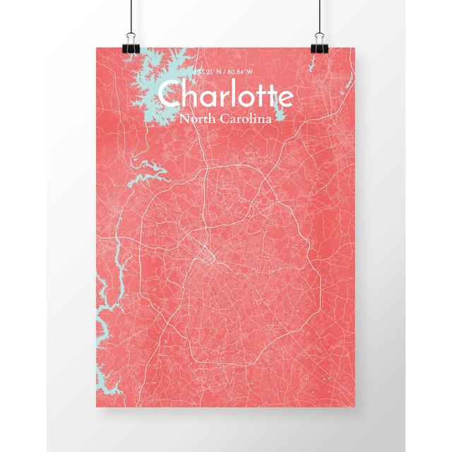 Charlotte City Map - Unframed Graphic Art Print on Paper East Urban Home Size: 50.8cm H x 40.6cm W x 0.13cm D on Productcaster.