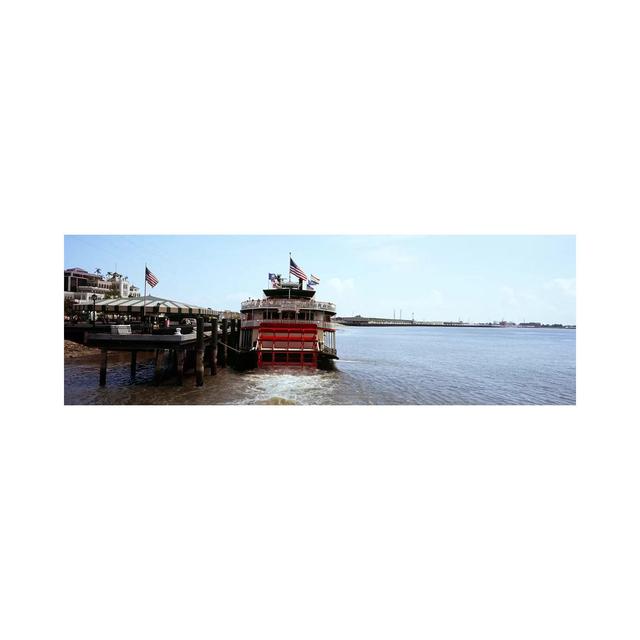 Paddleboat Natchez in a River - Wrapped Canvas Panoramic Photograph Ebern Designs Size: 12cm H x 36cm W x 2cm D on Productcaster.