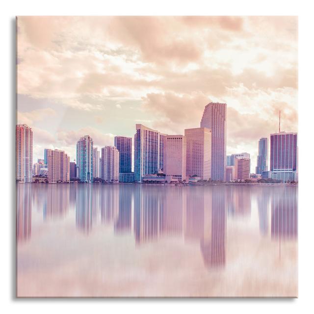 Miami Florida Skyline - No Frame Print on Glass Ebern Designs Size: 70cm H x 70cm W x 0.4cm D on Productcaster.