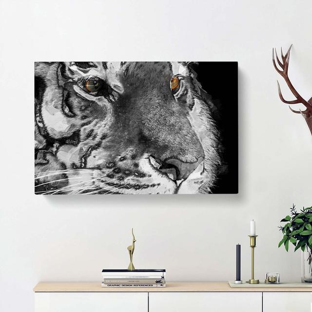 Eyes of the Tiger in Abstract - Wrapped Canvas Graphic Art Print East Urban Home Size: 60cm H x 91cm W x 3cm D on Productcaster.