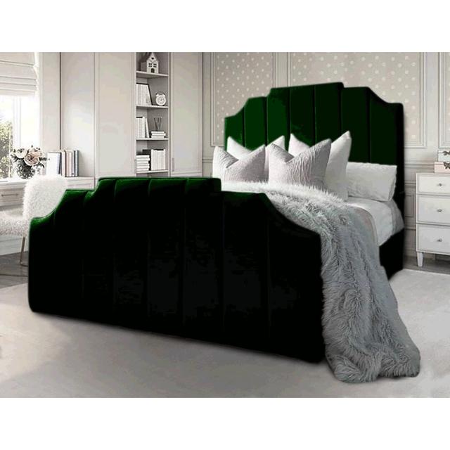 Tyrion Upholstered Bed Frame Etta Avenue Colour: Emerald, Size: Small Double (4') on Productcaster.