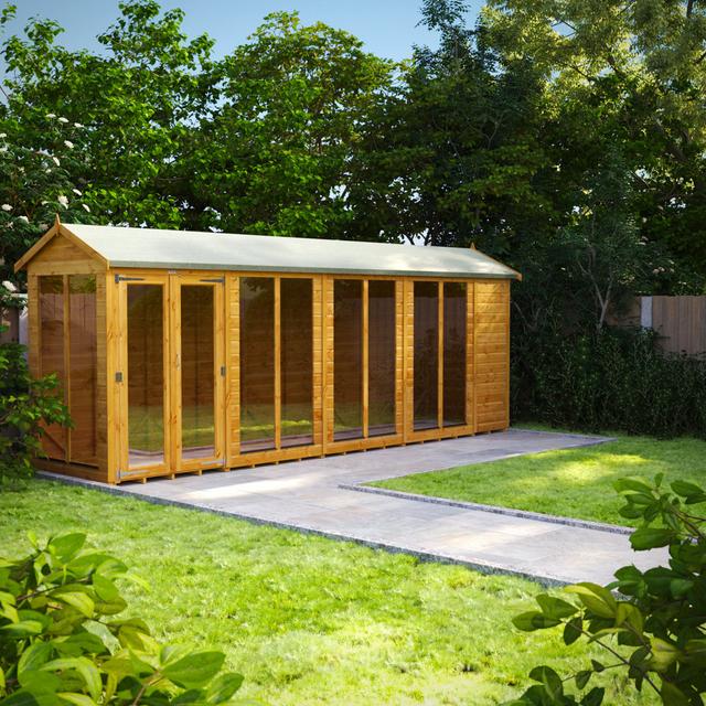 4 ft. W x 18 ft. D Power Apex Shiplap Dip Treated Summerhouse (18x4) POWERSHEDS on Productcaster.