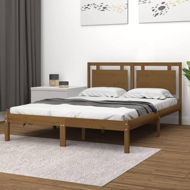 Bed Frame Solid Wood Alpen Home Size: Double (4'6), Colour: Espresso on Productcaster.