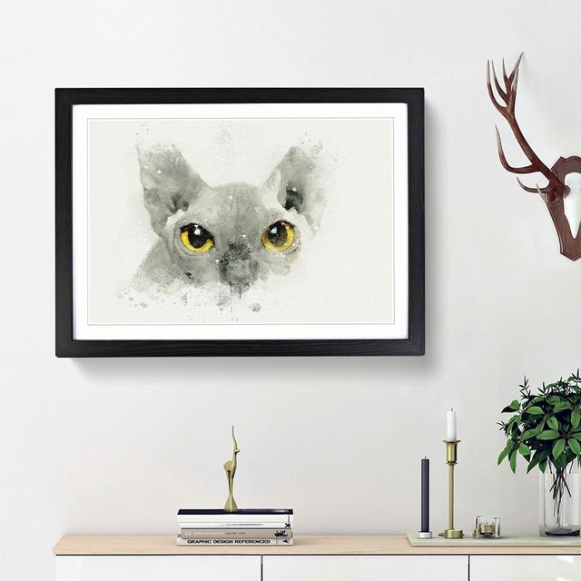 Sphynx Cat with Amber Eyes in Abstract - Picture Frame Graphic Art Print East Urban Home Size: 27cm H x 36cm W x 2cm D, Frame Option: Black Framed on Productcaster.