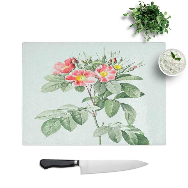 Tempered Glass Pasture Rose by Pierre-Joseph Redoute Chopping Board East Urban Home Size: 28.5 cm W x 20 cm L on Productcaster.