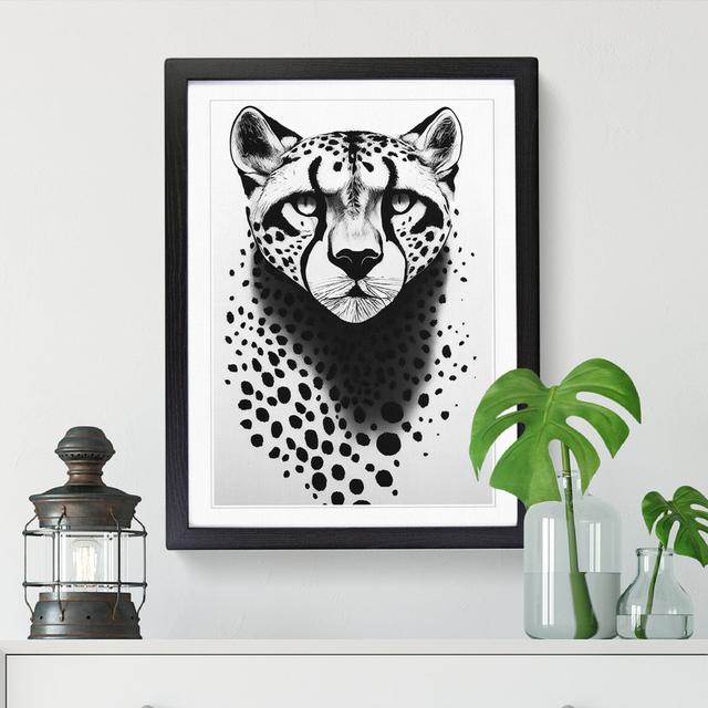 Cheetah Monochrome - Picture Frame Print Latitude Vive Size: 64cm H x 46cm W, Format: Black Framed on Productcaster.