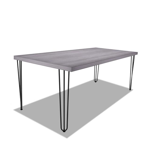 8 Pedestal Dining Table Borough Wharf Size: 78cm H x 160cm L x 90cm W, Table Top Colour: Grey Cement, Table Base Colour: Black on Productcaster.