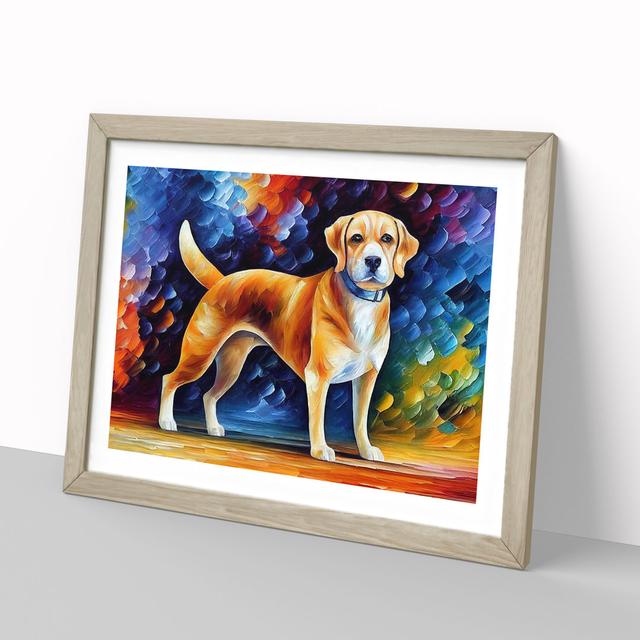 Dog Vol.2 Abstract - Picture Frame Painting Marlow Home Co. Size: 25cm H x 34cm W x 2cm D, Frame Colour: Oak on Productcaster.