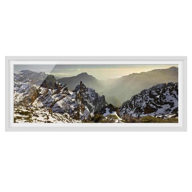 Mountains in La Palma - Picture Frame Photograph Union Rustic Frame Option: White, Size: 40cm H x 100cm W x 2cm D on Productcaster.