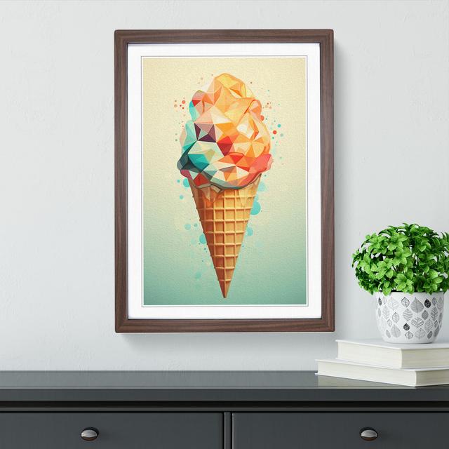 Ice Cream Geometric - Single Picture Frame Print on Wood Big Box Art Frame Colour: Walnut Framed, Size: 34cm H x 25cm W x 2cm D on Productcaster.