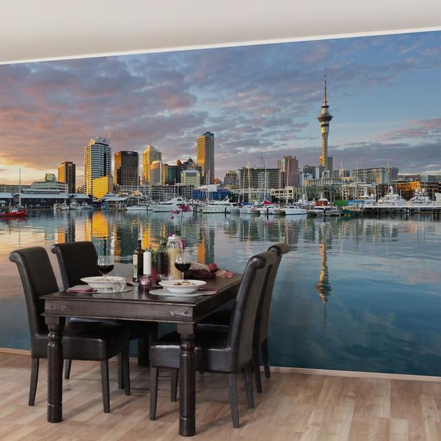 Auckland Skyline Sunset Semi-Gloss Wallpaper Roll East Urban Home Materialqualität: Premium (130 g/m²), Size: 4.32m x 290cm on Productcaster.