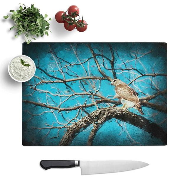 Glass Hawk Bird in The Tree in Abstract Chopping Board East Urban Home Size: 39 cm W x 28.5 cm L on Productcaster.