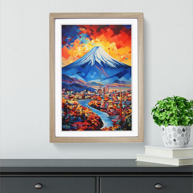 Mount Fuji Cubism No.2 - Single Picture Frame Print on Wood Big Box Art Frame Colour: Oak Framed, Size: 34cm H x 25cm W x 2cm D on Productcaster.