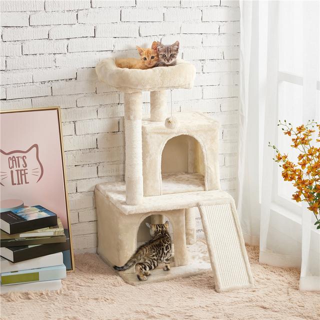 91cm H Multilevel Cat Tower Yaheetech Colour: Beige on Productcaster.