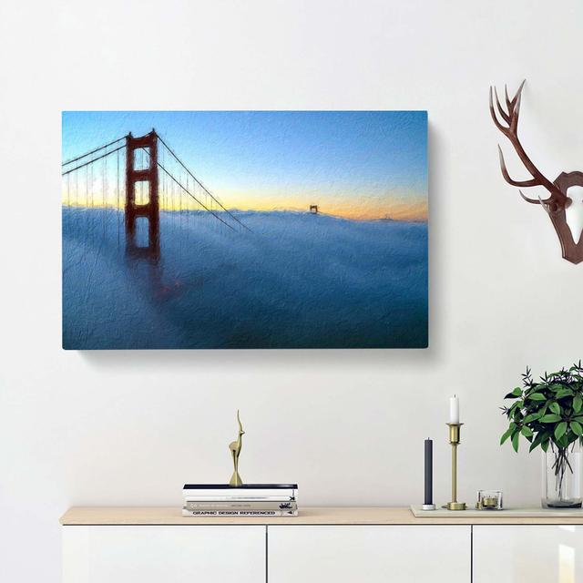 Golden Gate Bridge In The Clouds - Wrapped Canvas Painting East Urban Home Size: 50cm H x 76cm W x 3cm D on Productcaster.