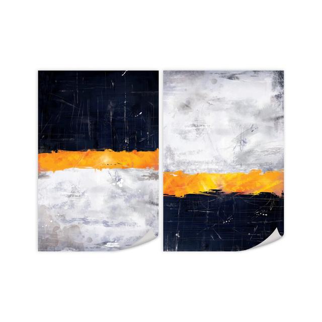 Layered Navy - 2 Piece Painting Set on Canvas Clock Canvas Format: Unframed, Size: 100cm H x 150cm W x 0.1cm D on Productcaster.