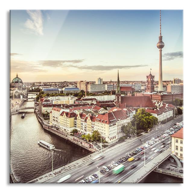 Berlin Skyline - Unframed Photograph on Glass Ebern Designs Size: 70cm H x 70cm W x 0.4cm D on Productcaster.