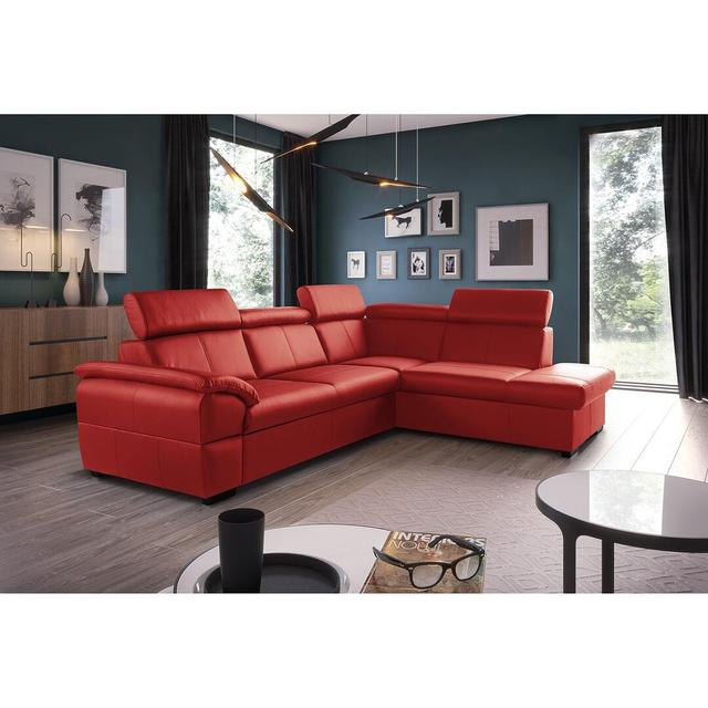 Edena Leather Corner Sofabed 17 Stories Orientation: Right Hand Facing, Upholstery Colour: Red on Productcaster.