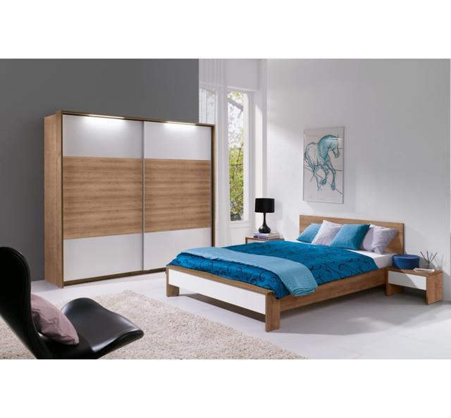 Forras 2 Door Manufactured Wood Wardrobe Ebern Designs Colour (Body/Front): Light Oak/White on Productcaster.