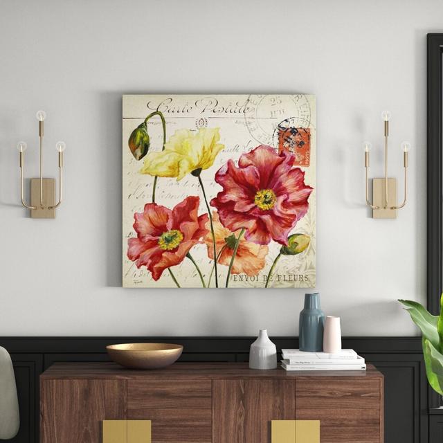 'Colorful Poppies' by Tre Sorelle Studios Watercolour Painting Print on Wrapped Canvas East Urban Home Size: 91.44cm H x 91.44cm W on Productcaster.