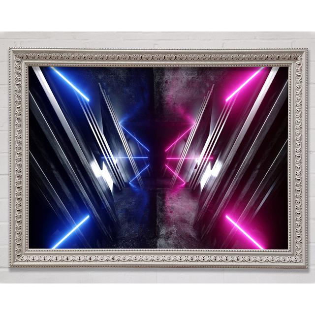 Jets Of Neon Blue And Pink - Single Picture Frame Art Prints Bright Star Size: 42cm H x 59.7cm W x 3cm D on Productcaster.