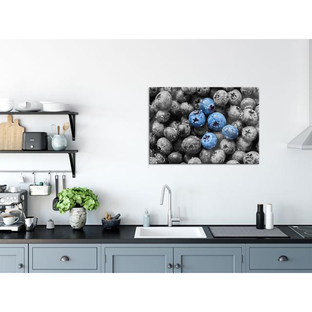 Glass picture | Mural on real glass Blueberries with water droplets including suspension and spacers y16967 Brayden Studio Size: 60cm H x 80cm W on Productcaster.