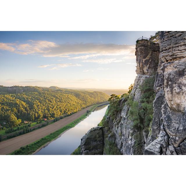 River Elbe In Mountains - Wrapped Canvas Print Alpen Home Size: 61cm H x 91cm W x 3.8cm D on Productcaster.