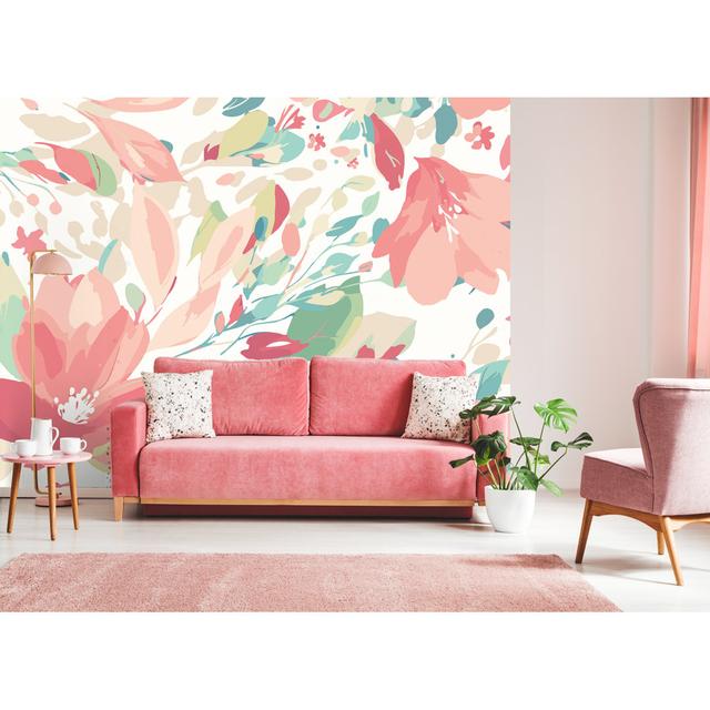 Lark Manor Flowing Flowers Matte Roll Lark Manor Size: 350cm L x 280cm W, Colour: Coral Pink Matt on Productcaster.