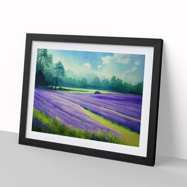 Bluebell Field in Watercolour Vol.3 - Picture Frame Painting Marlow Home Co. Size: 25cm H x 34cm W x 2cm D, Frame Colour: Black Framed on Productcaster.