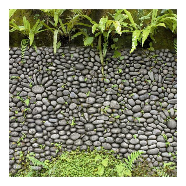 Stone Wall with Plants Semi-Gloss Wallpaper Roll East Urban Home Material quality: Premium (150g/m²), Size: 2.4m x 240cm on Productcaster.