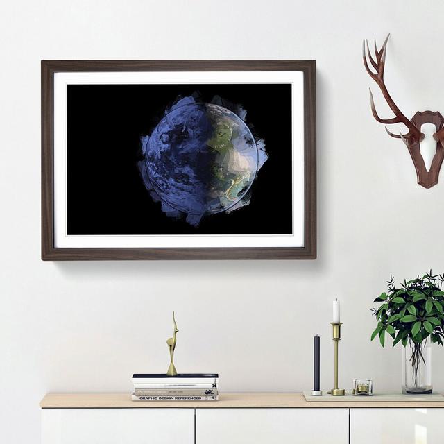 Blue Planet Earth in Abstract - Picture Frame Graphic Art Print East Urban Home Size: 62cm H x 87cm W x 2cm D, Frame Option: Walnut Framed on Productcaster.