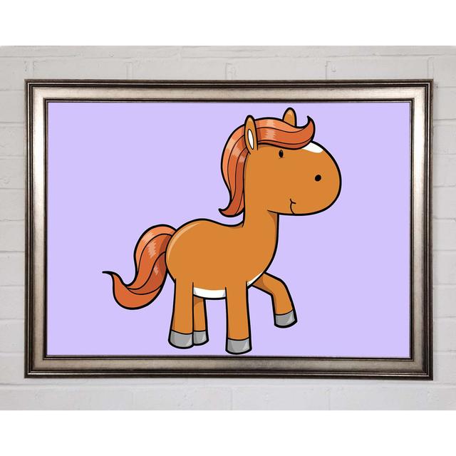 Walking Pony Horse Lilac Framed Print - Picture Frame Graphic Art on Canvas Zoomie Kids Size: 84.1cm H x 118.9cm W x 1.5cm D, Format: Gunmetal Framed on Productcaster.