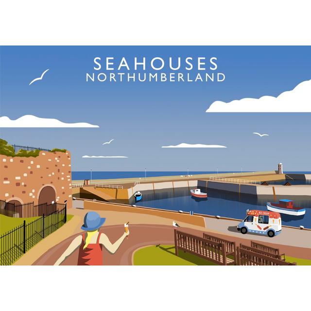 Seahouses by Richard O'Neil - Graphic Art Print on Paper East Urban Home Size: 30 cm H x 40 cm W x 1 cm D, Format: No Frame on Productcaster.