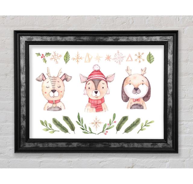 Three Woodlands Animals At Christmas - Print The Seasonal Aisle Size: 59.7cm H x 84.1cm W x 8cm D on Productcaster.