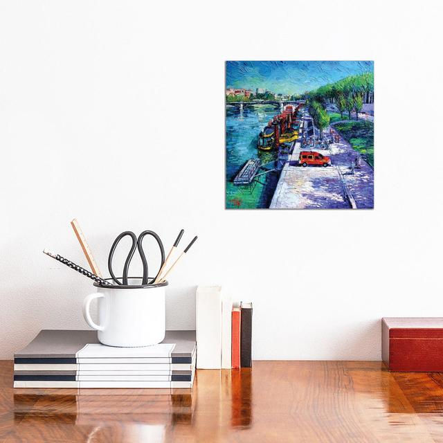 The Lively Banks Of Lyon by Mona Edulesco - Wrapped Canvas Painting Breakwater Bay Size: 30.48cm H x 30.48cm W x 1.91cm D on Productcaster.