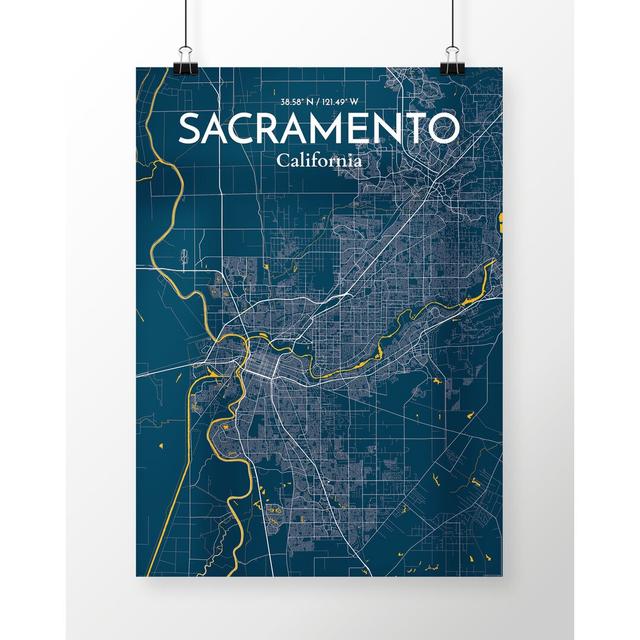 Sacramento City Map - No Frame Print East Urban Home Size: 91.4cm H x 61cm W x 0.13cm D on Productcaster.