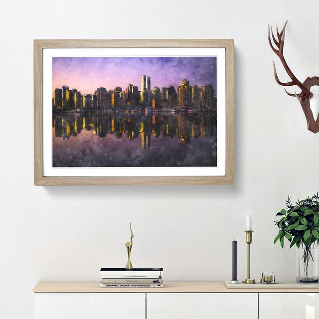 Sketch of the Vancouver Skyline - Picture Frame Painting Print East Urban Home Frame Option: Oak Framed, Size: 62cm H x 87cm W x 2cm D on Productcaster.