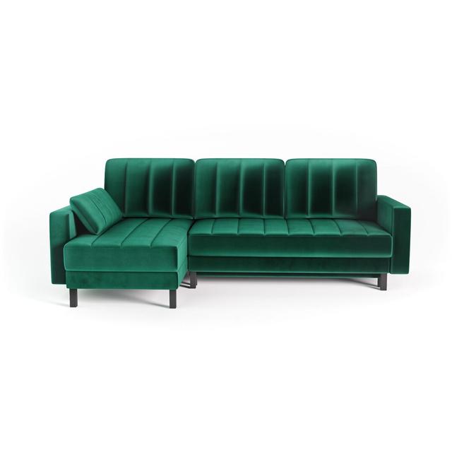 Ecksofa Larrick mit Bettfunktion Ebern Designs Polsterfarbe: Grün, Ausrichtung: Links ausgerichtet on Productcaster.