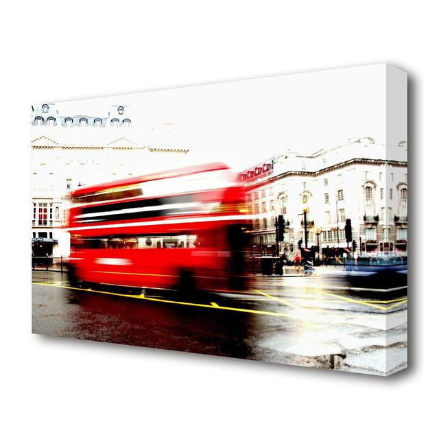 London Retro Red Bus - Wrapped Canvas Photographic Print East Urban Home Size: 101.6 cm H x 142.2 cm W on Productcaster.